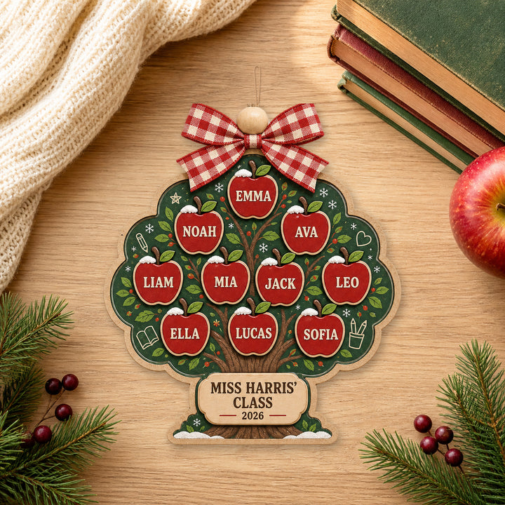 Personalized Apple Tree Classroom Acrylic Ornament - Custom Names Keepsake - image 1