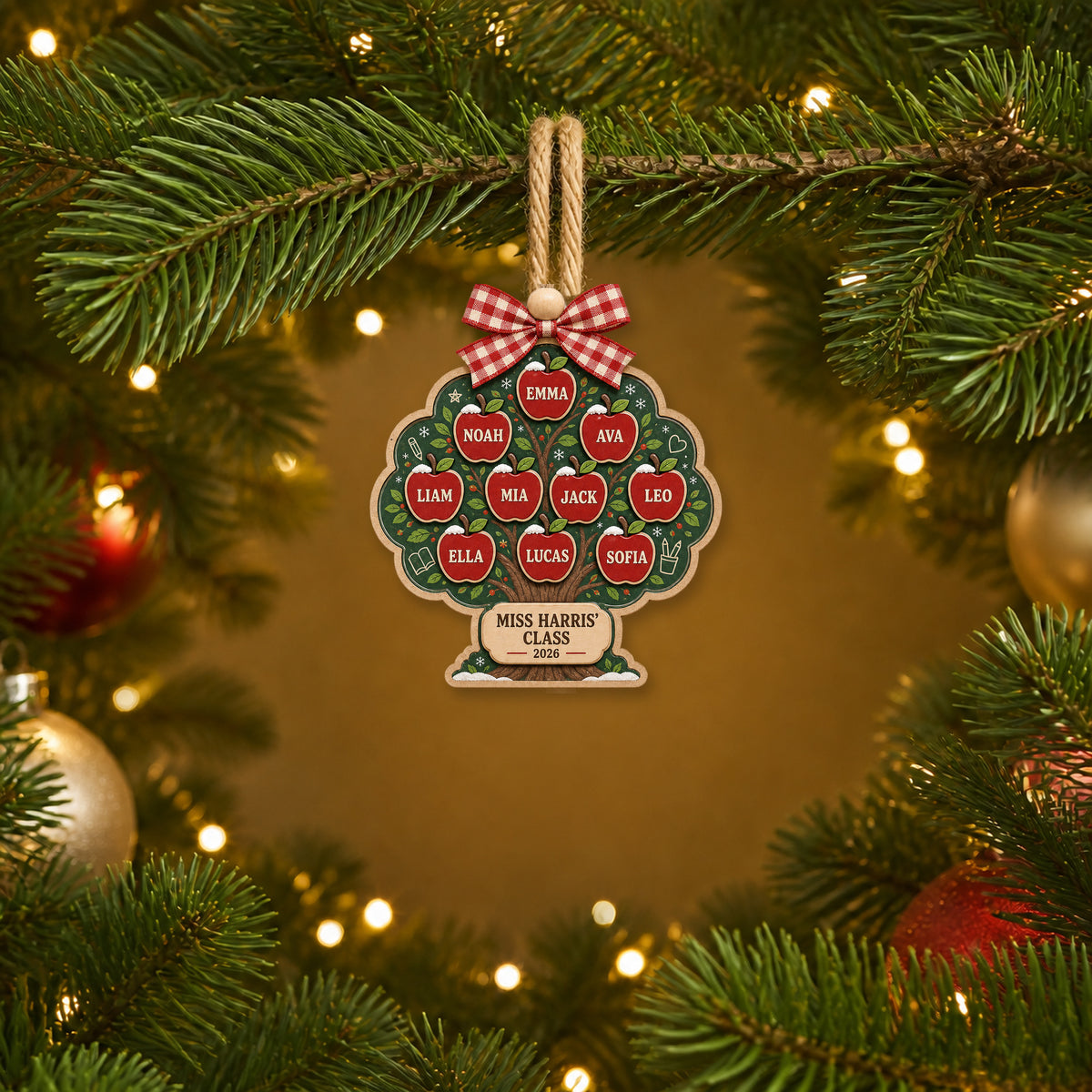 Personalized Apple Tree Classroom Acrylic Ornament - Custom Names Keepsake - image 3