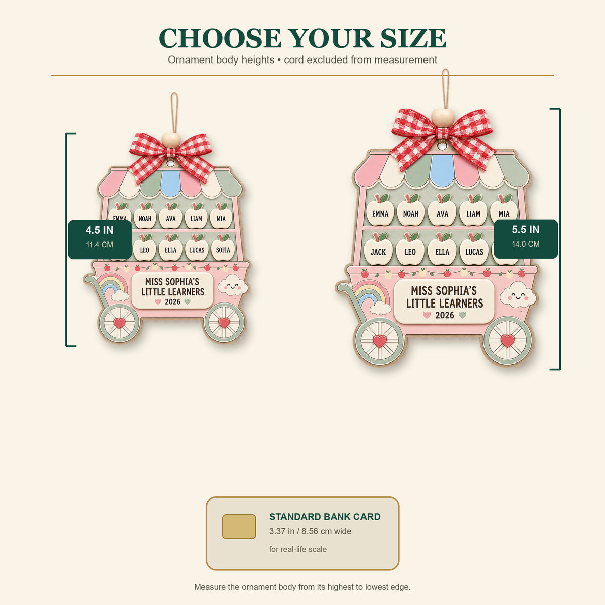 Personalized Apple Pastel Cart Acrylic Ornament - Custom Names Keepsake - image 9
