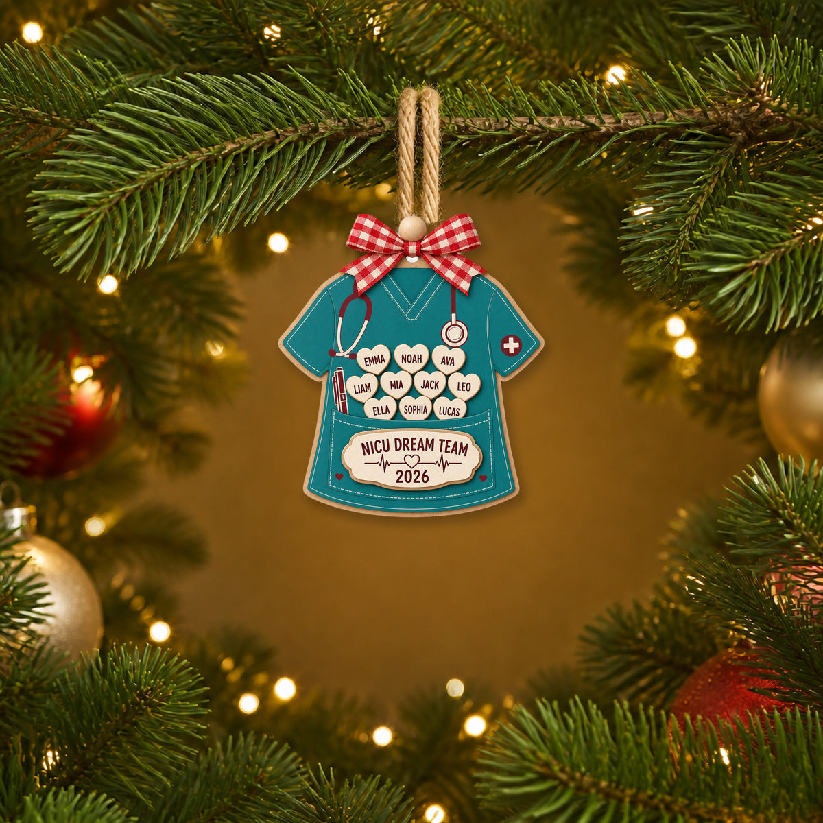Personalized Healthcare Scrub Pocket Acrylic Ornament - Custom Names Keepsake - image 3