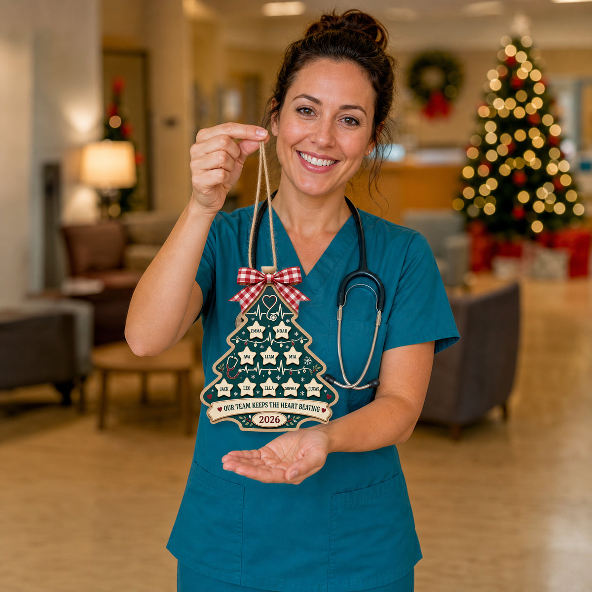 Personalized Healthcare Ekg Tree Acrylic Ornament - Custom Names Keepsake - image 5