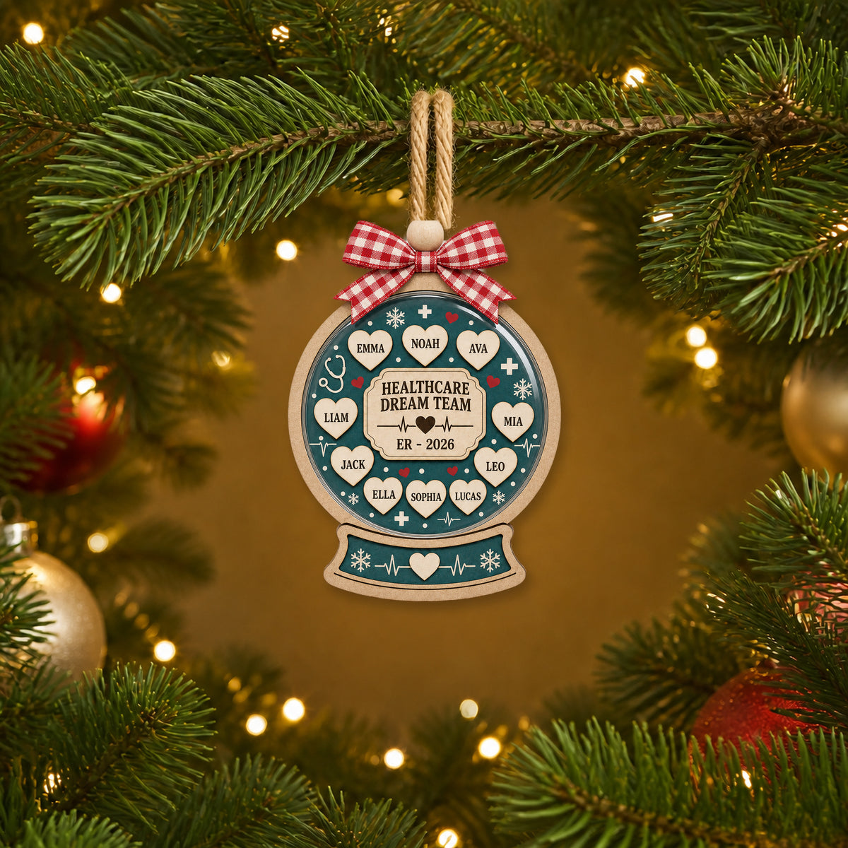 Personalized Healthcare Medical Snowglobe Acrylic Ornament - Custom Names Keepsake - image 3