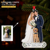 Personalized Bride Groom With Pet Photo Acrylic Ornament - Custom Couple Keepsake - image 1