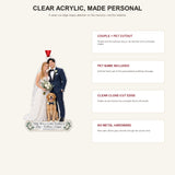 Personalized Bride Groom With Pet Photo Acrylic Ornament - Custom Couple Keepsake - image 4