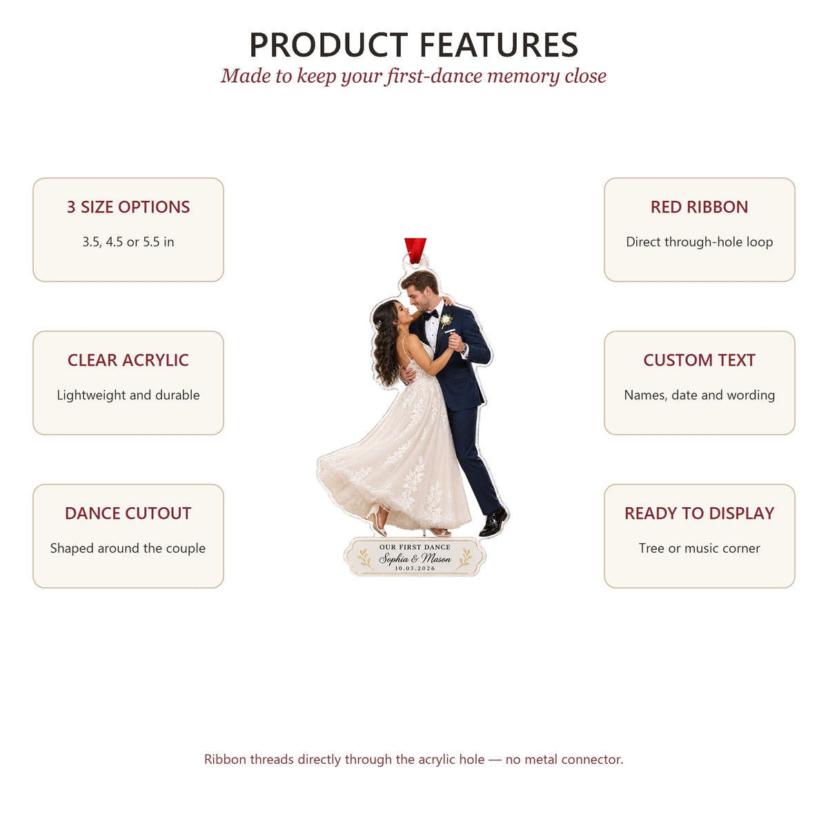 Personalized Wedding Dance Moment Photo Acrylic Ornament - Custom Couple Keepsake - image 7