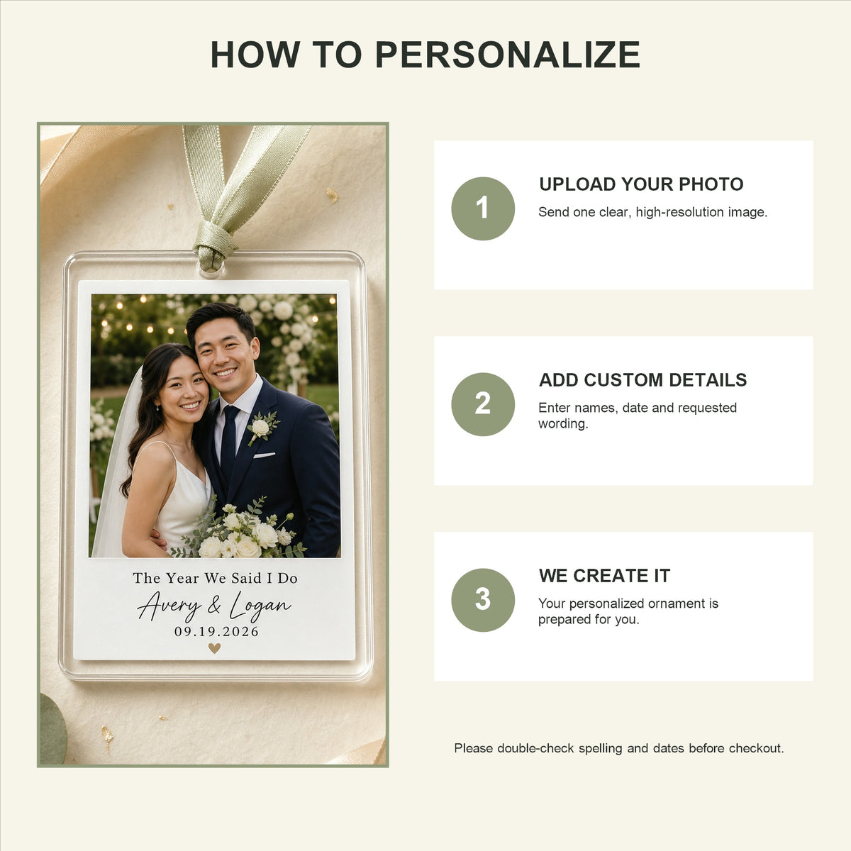Personalized Polaroid Wedding Photo Photo Acrylic Ornament - Custom Couple Keepsake - image 5