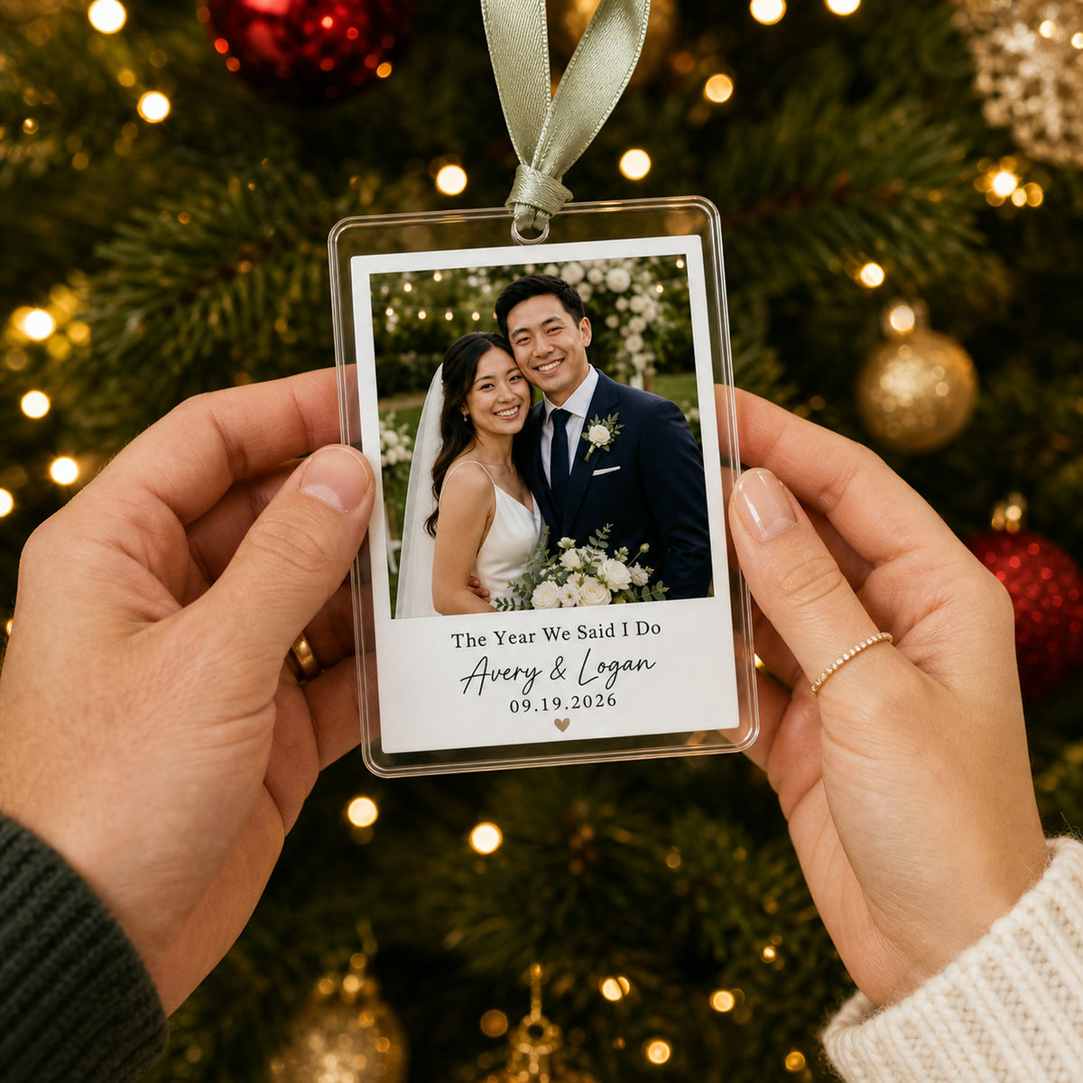 Personalized Polaroid Wedding Photo Photo Acrylic Ornament - Custom Couple Keepsake - image 8