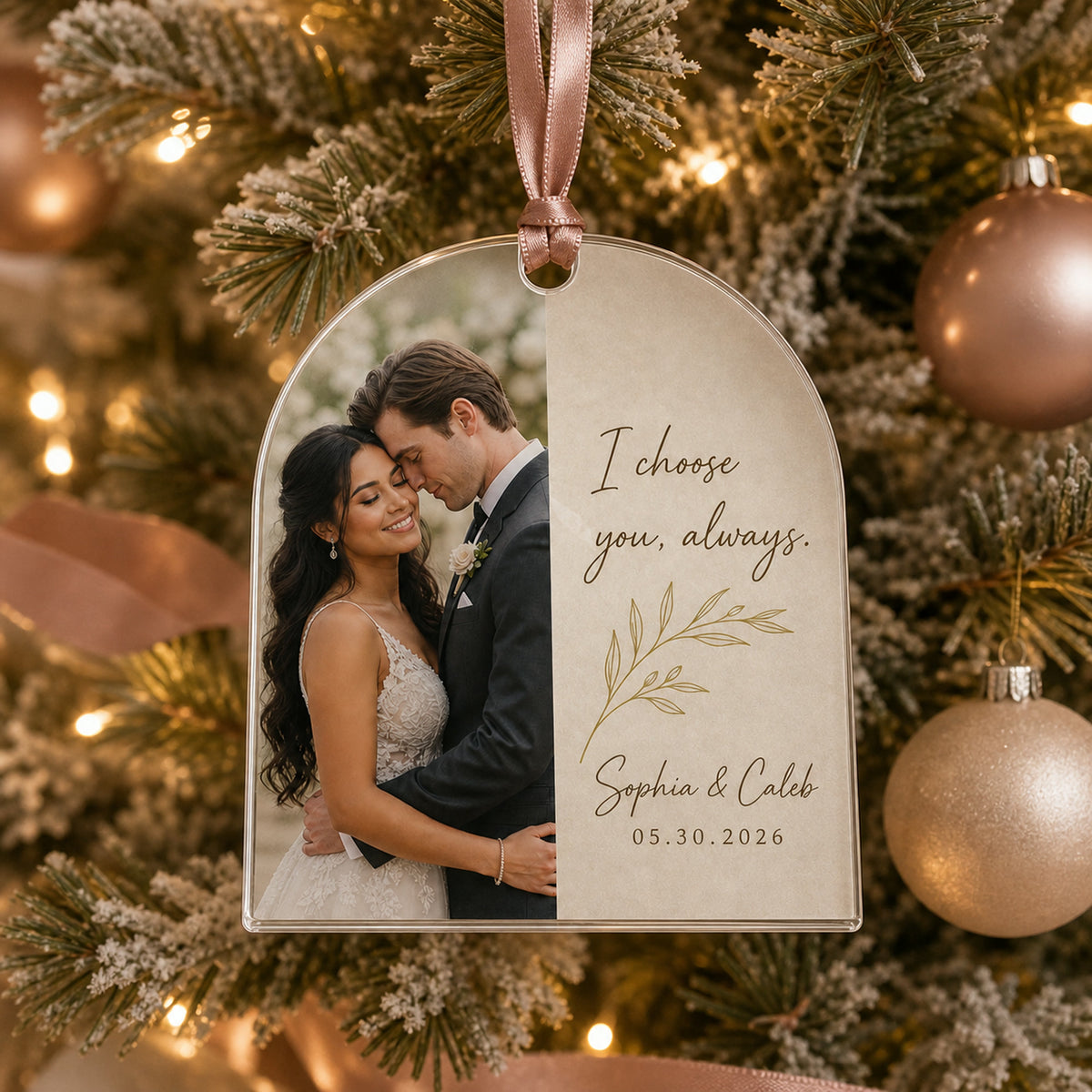 Personalized Wedding Vow Arch Photo Acrylic Ornament - Custom Couple Keepsake - image 2