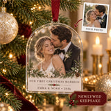 Personalized First Christmas Married Acrylic Ornament - Custom Photo Keepsake - image 1