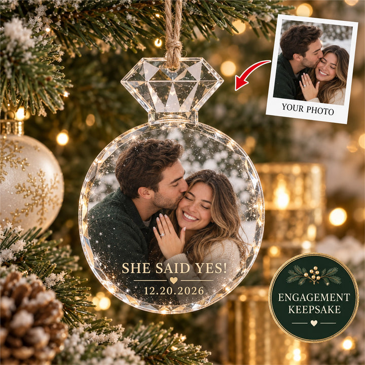 Personalized Engagement Acrylic Ornament - Custom Photo Keepsake - image 1