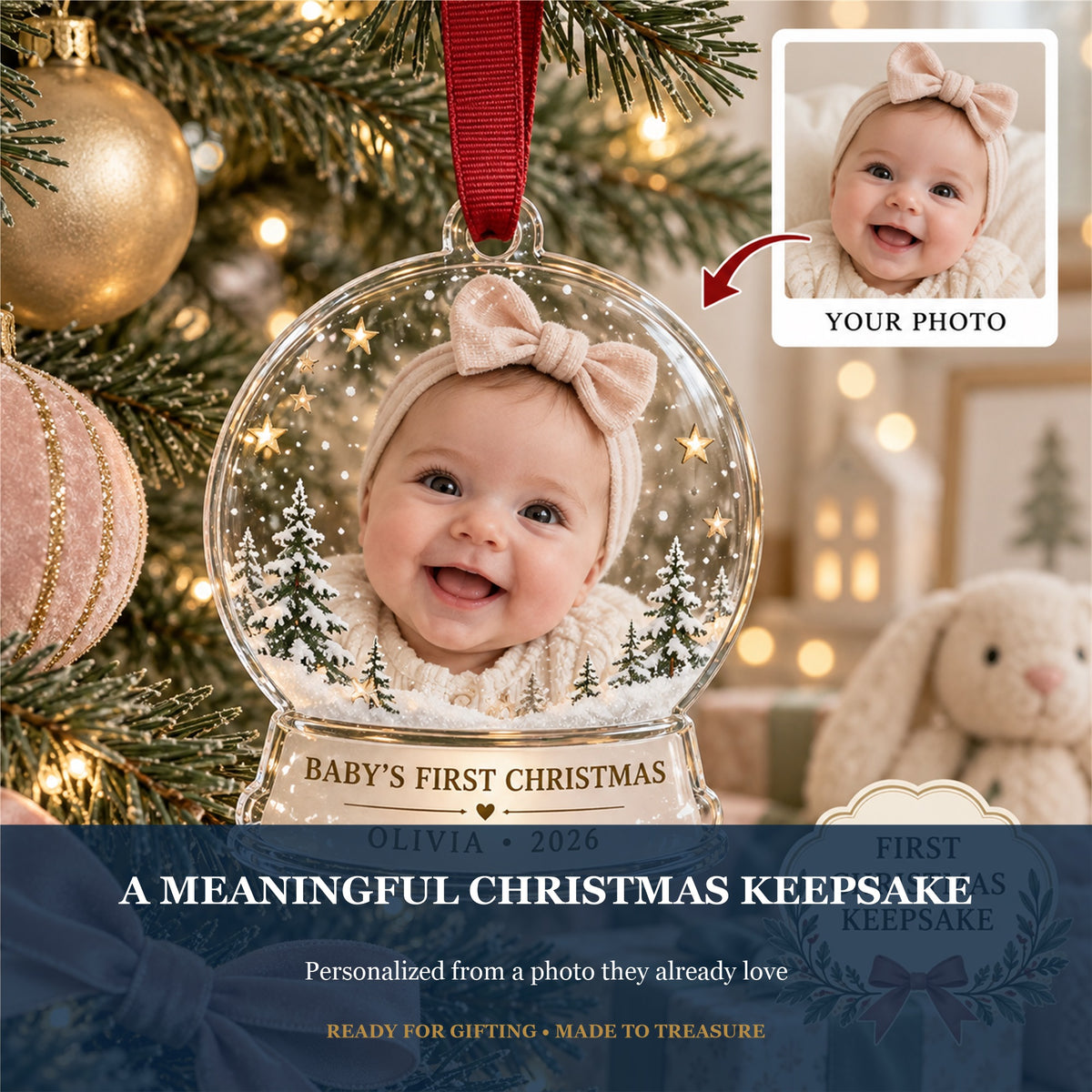 Personalized Baby First Christmas Acrylic Ornament - Custom Photo Keepsake - image 5