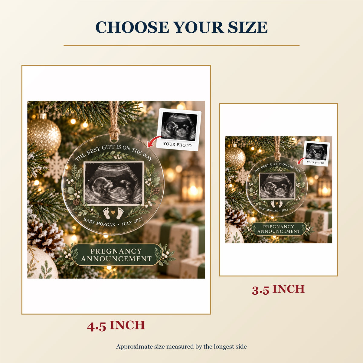 Personalized Pregnancy Announcement Acrylic Ornament - Custom Photo Keepsake - image 3