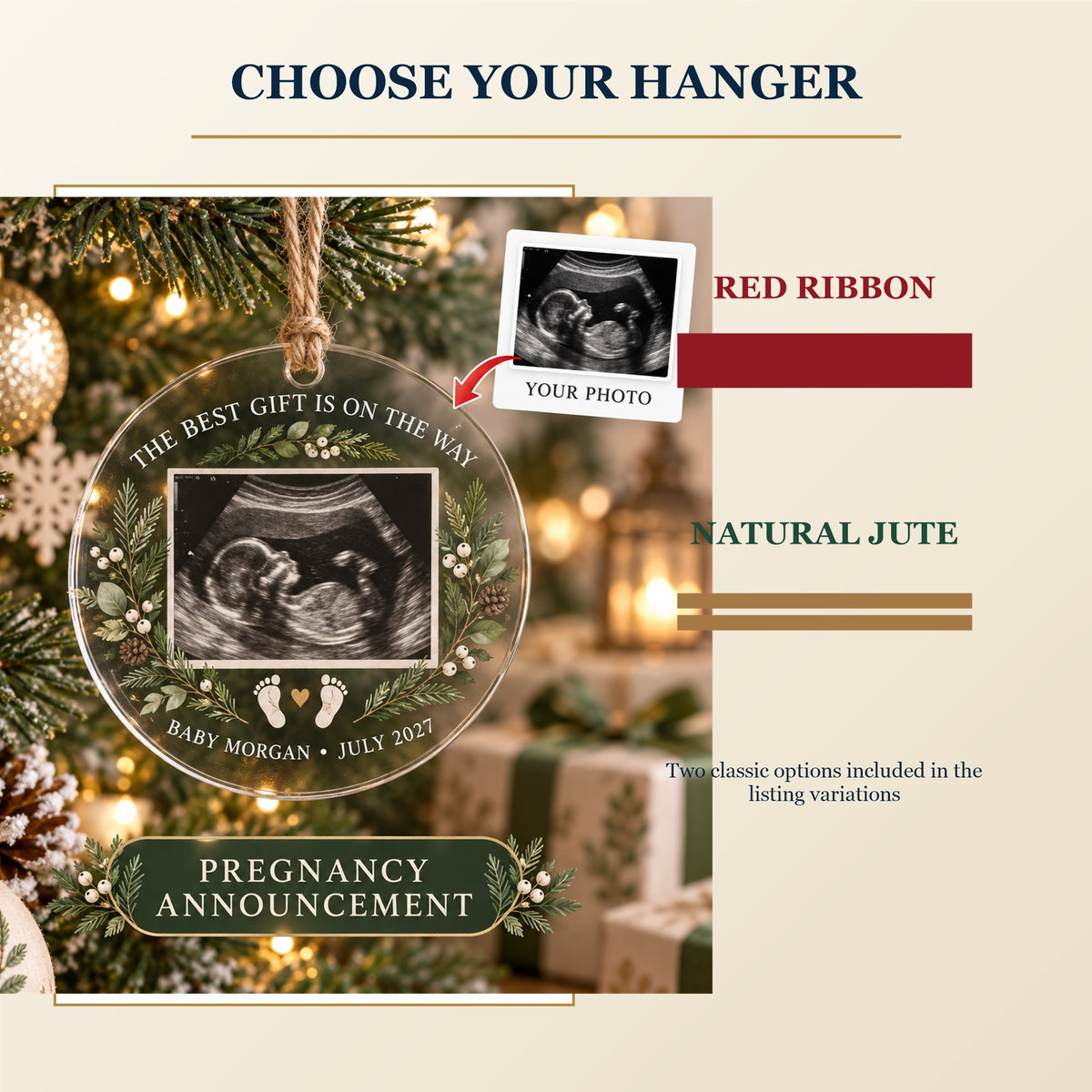 Personalized Pregnancy Announcement Acrylic Ornament - Custom Photo Keepsake - image 8