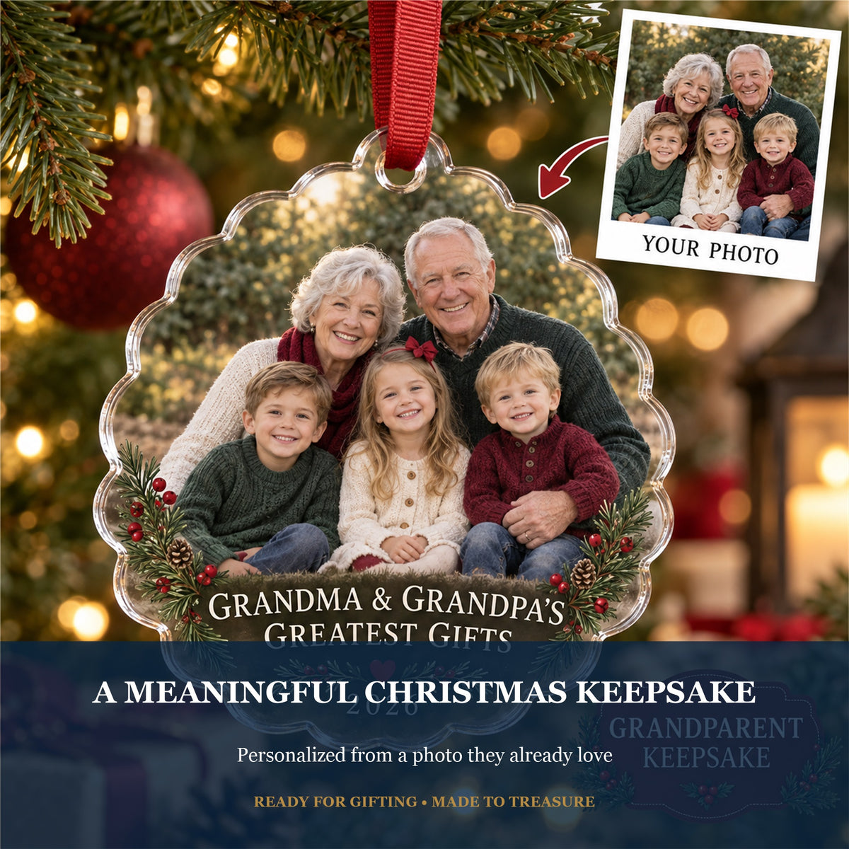 Personalized Grandparents Acrylic Ornament - Custom Photo Keepsake - image 5
