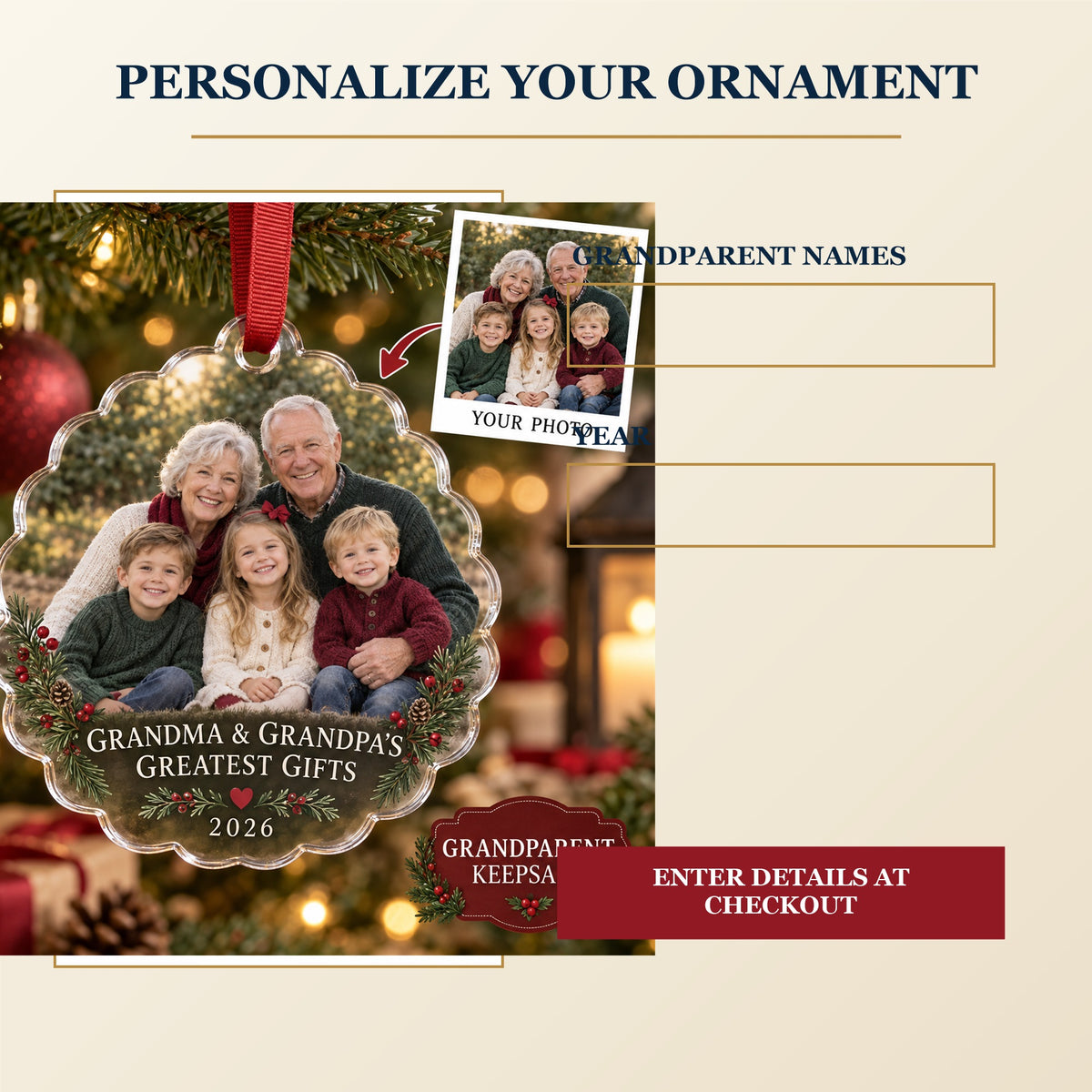 Personalized Grandparents Acrylic Ornament - Custom Photo Keepsake - image 7