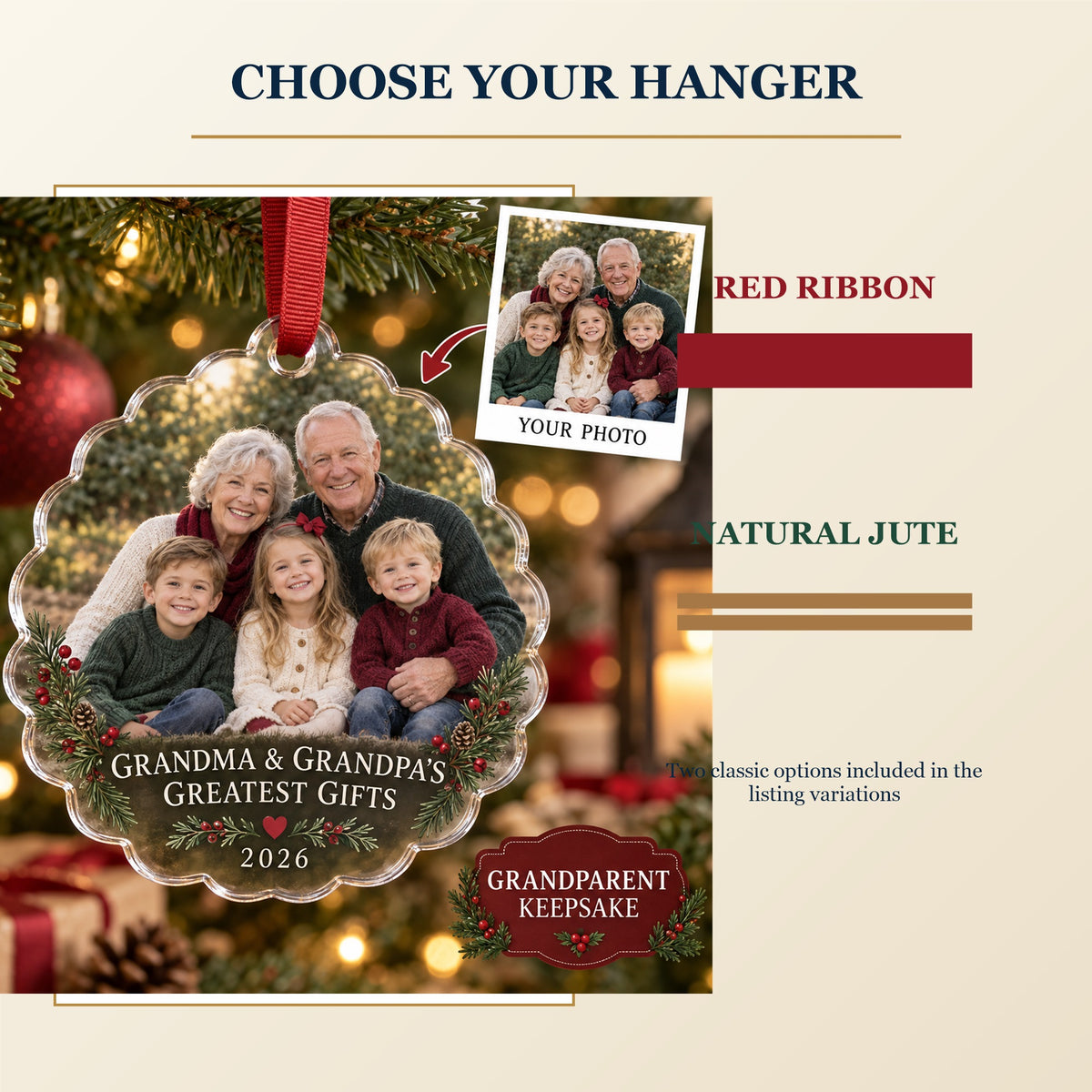 Personalized Grandparents Acrylic Ornament - Custom Photo Keepsake - image 8