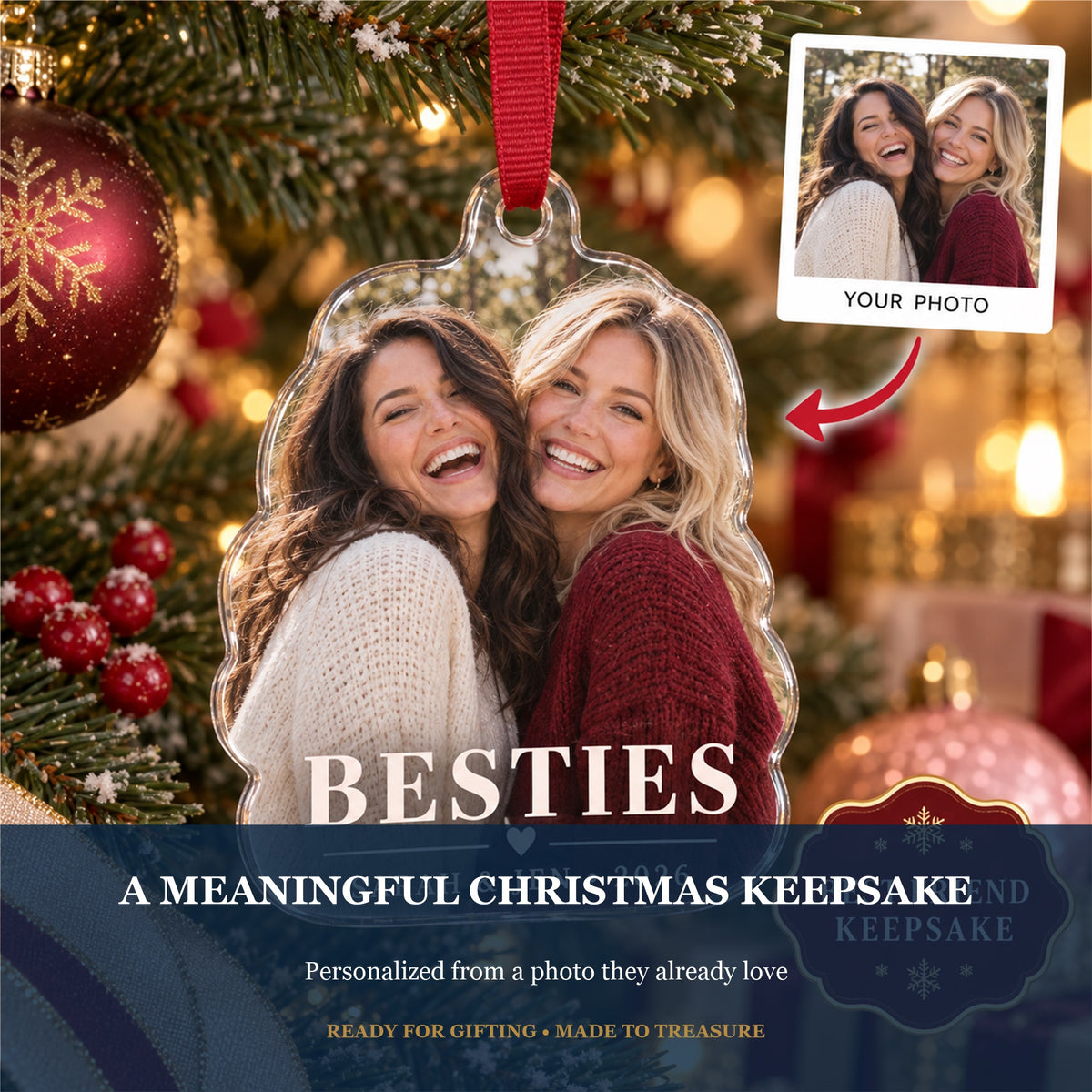Personalized Best Friends Acrylic Ornament - Custom Photo Keepsake - image 5