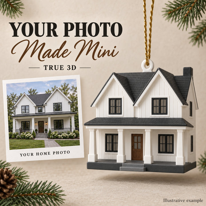 Personalized Modern Farmhouse 3D Ornament - Custom Christmas Keepsake - image 1