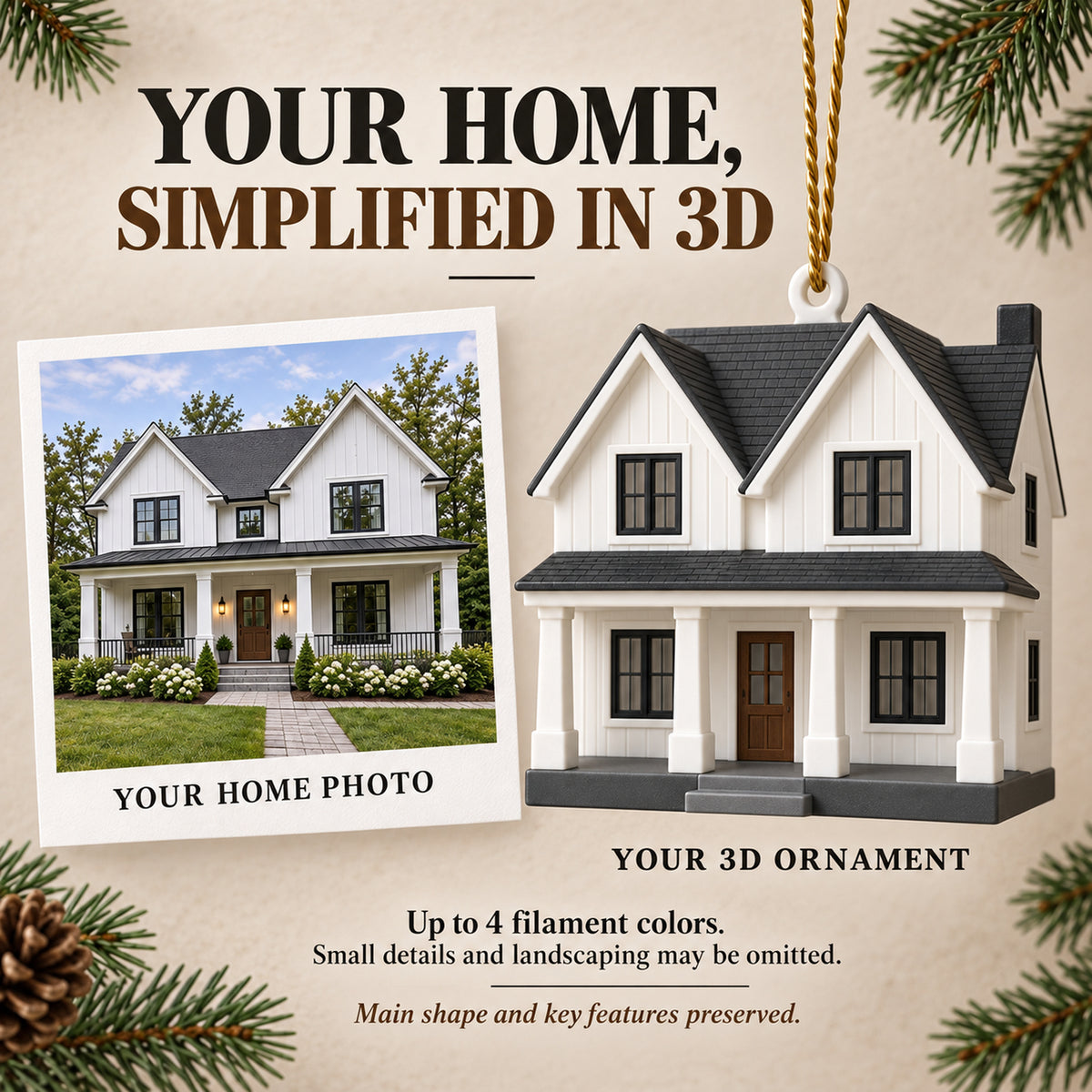Personalized Modern Farmhouse 3D Ornament - Custom Christmas Keepsake - image 4