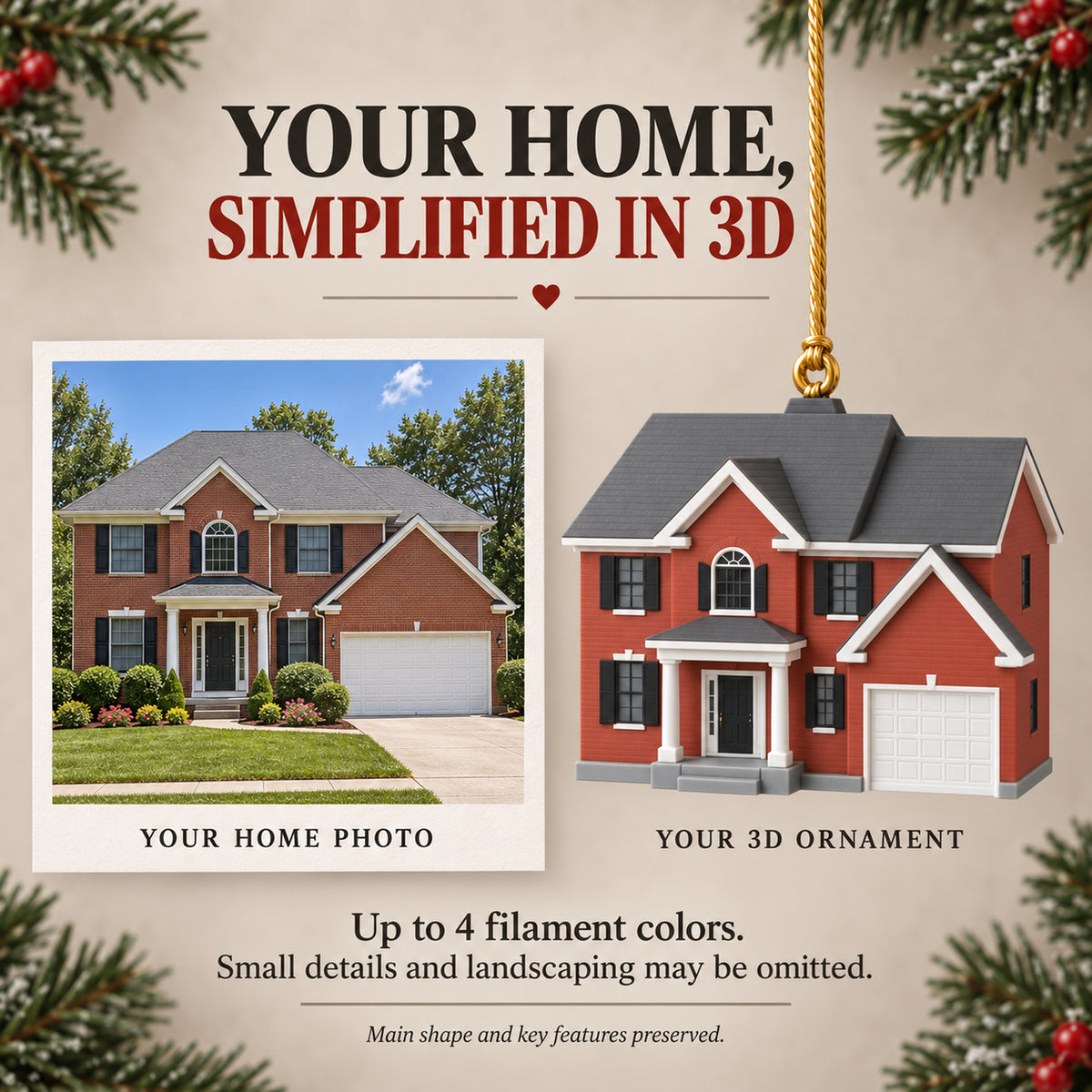 Personalized Brick Traditional 3D Ornament - Custom Christmas Keepsake - image 4