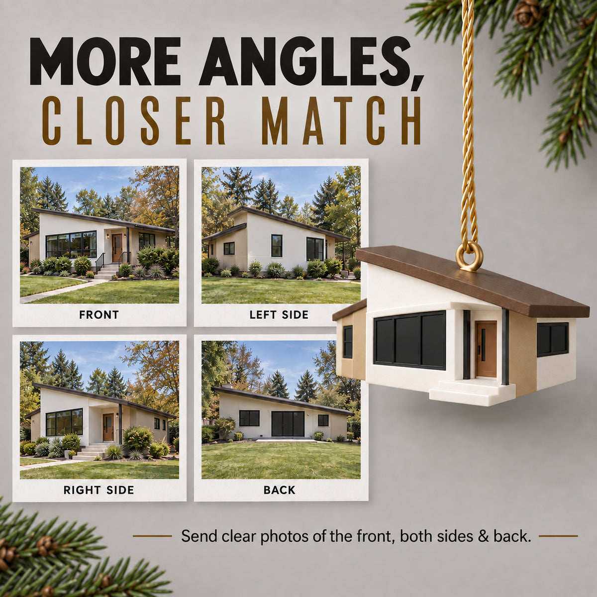 Personalized Mid Century Modern 3D Ornament - Custom Christmas Keepsake - image 2