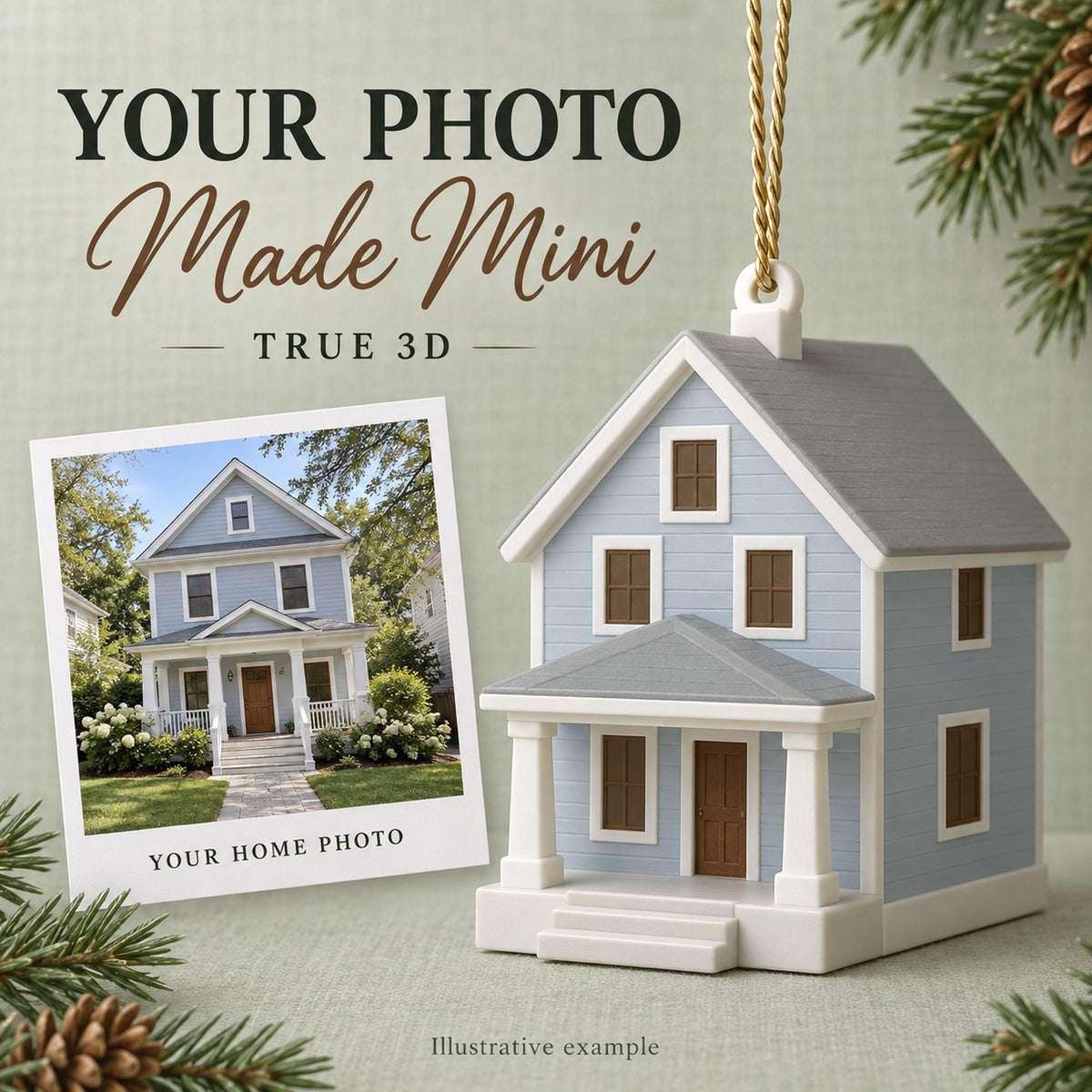 Personalized Coastal Cottage 3D Ornament - Custom Christmas Keepsake - image 1