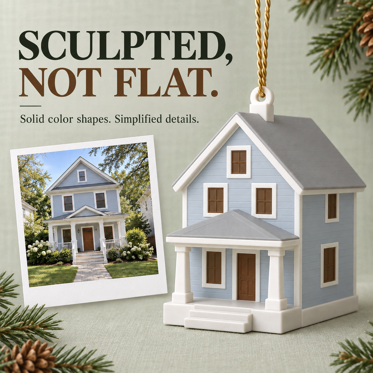 Personalized Coastal Cottage 3D Ornament - Custom Christmas Keepsake - image 6