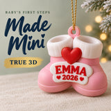 Personalized Baby's First Christmas Booties 3D Ornament - Custom Christmas Keepsake - image 1