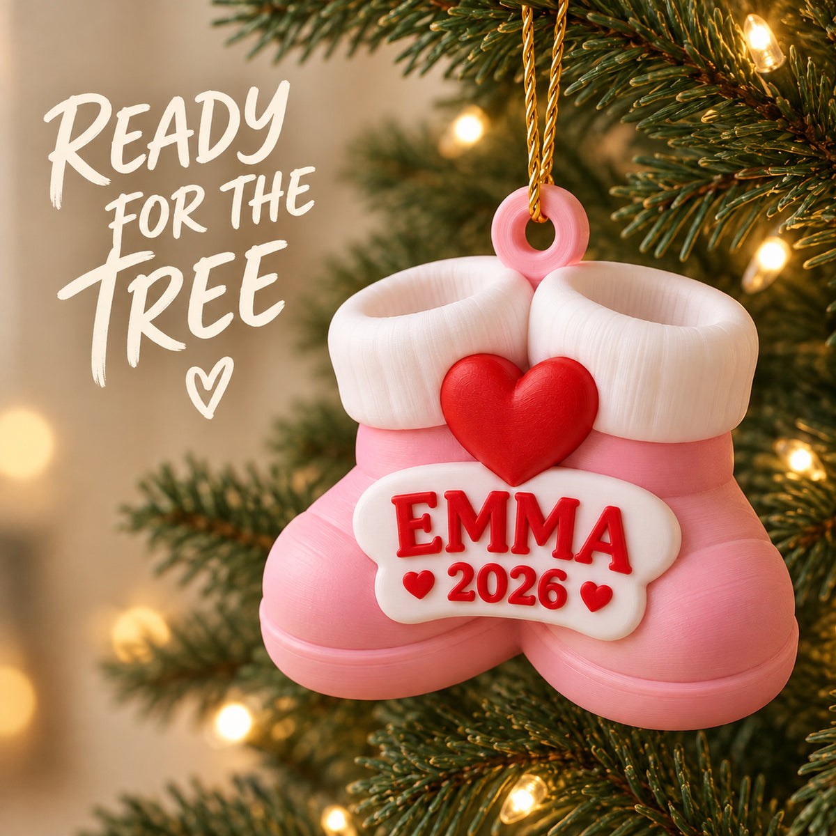 Personalized Baby's First Christmas Booties 3D Ornament - Custom Christmas Keepsake - image 7