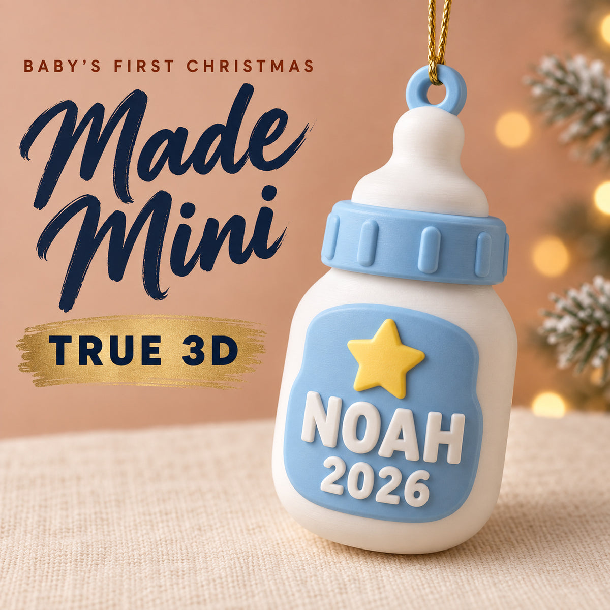 Personalized Baby's First Christmas Milk Bottle 3D Ornament - Custom Christmas Keepsake - image 1