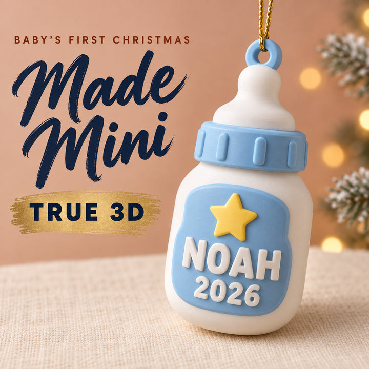 Personalized Baby's First Christmas Milk Bottle 3D Ornament - Custom Christmas Keepsake - image 1