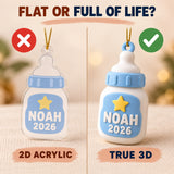 Personalized Baby's First Christmas Milk Bottle 3D Ornament - Custom Christmas Keepsake - image 3