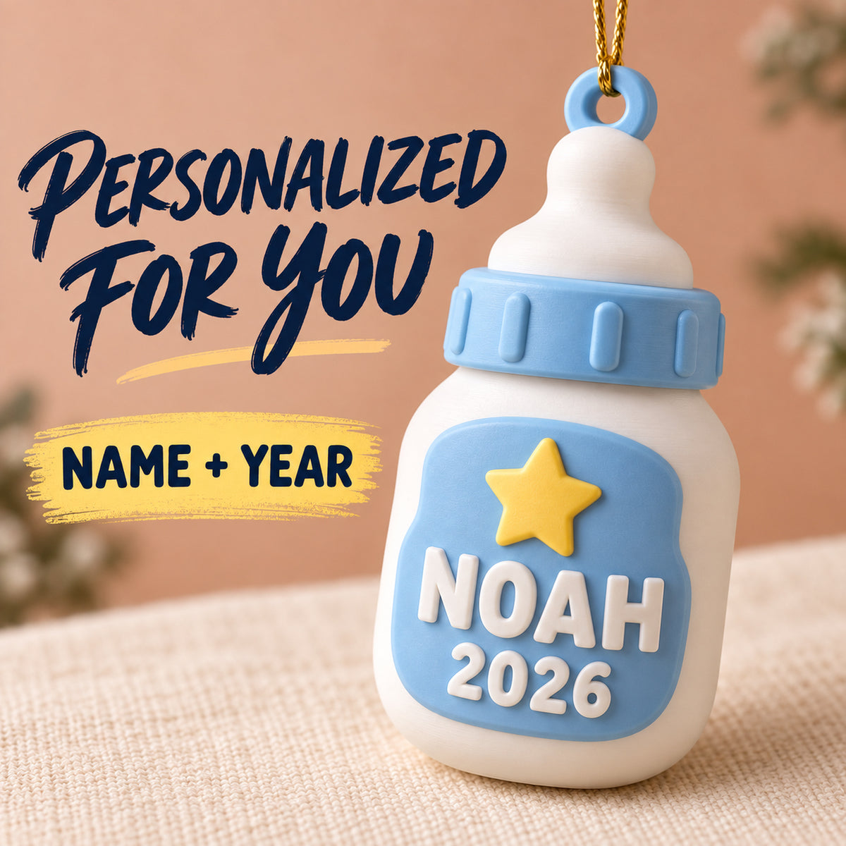 Personalized Baby's First Christmas Milk Bottle 3D Ornament - Custom Christmas Keepsake - image 6