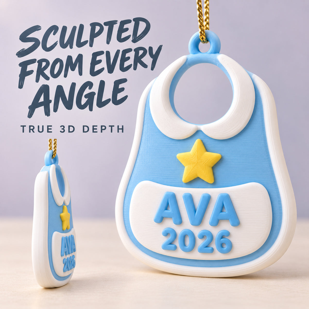 Personalized Baby's First Christmas Bib 3D Ornament - Custom Christmas Keepsake - image 4