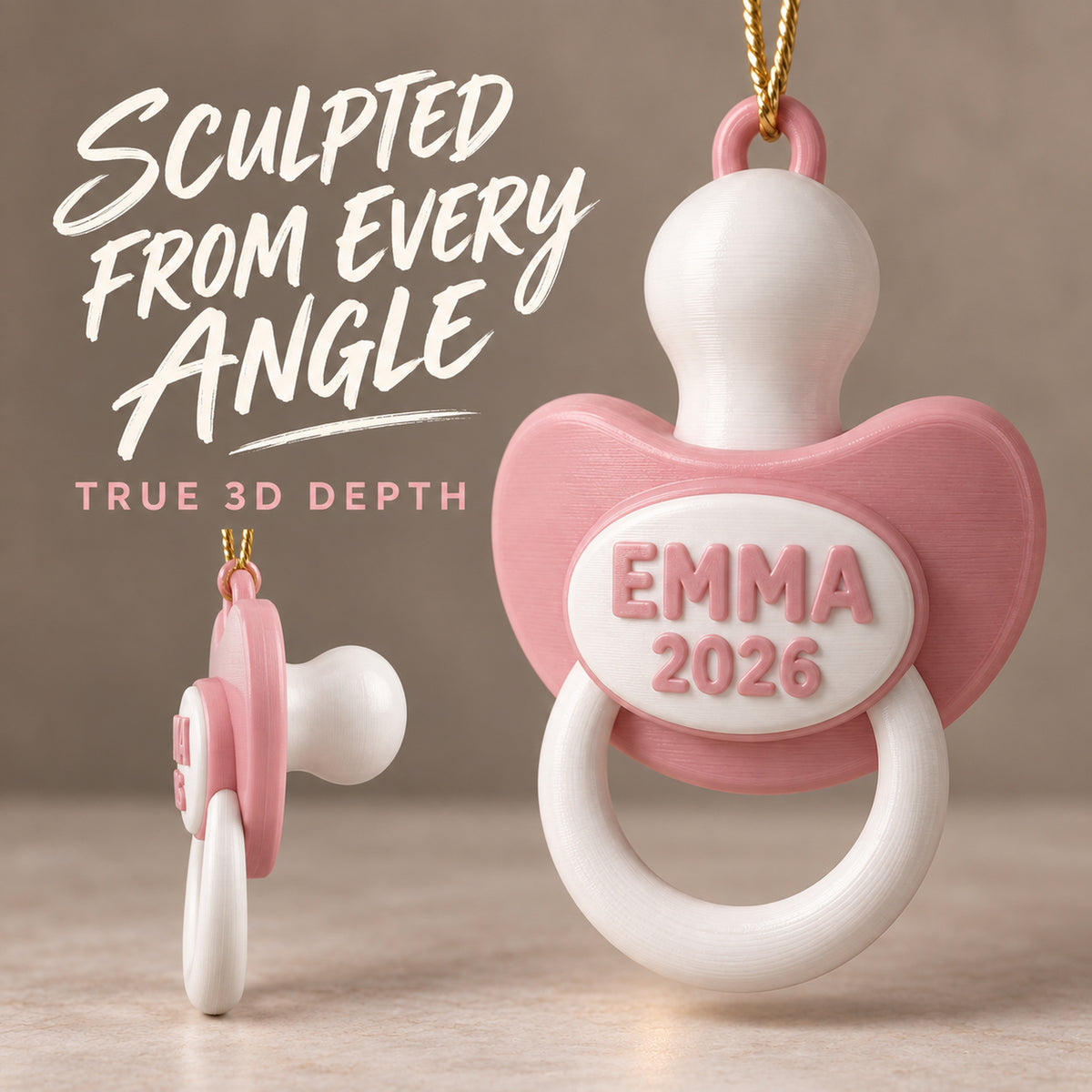 Personalized Baby's First Christmas Pacifier 3D Ornament - Custom Christmas Keepsake - image 4