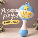 Personalized Baby's First Christmas Rattle 3D Ornament - Custom Christmas Keepsake - image 6