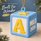 Personalized Baby's First Christmas ABC Block 3D Ornament - Custom Christmas Keepsake - image 1