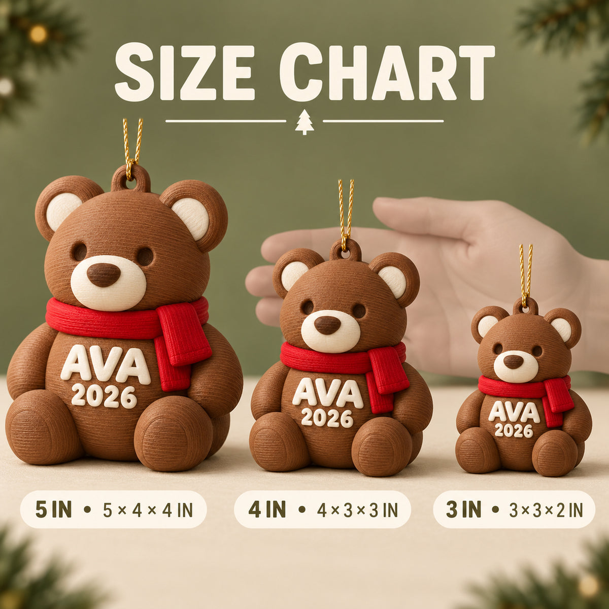 Personalized Baby's First Christmas Teddy Scarf 3D Ornament - Custom Christmas Keepsake - image 5