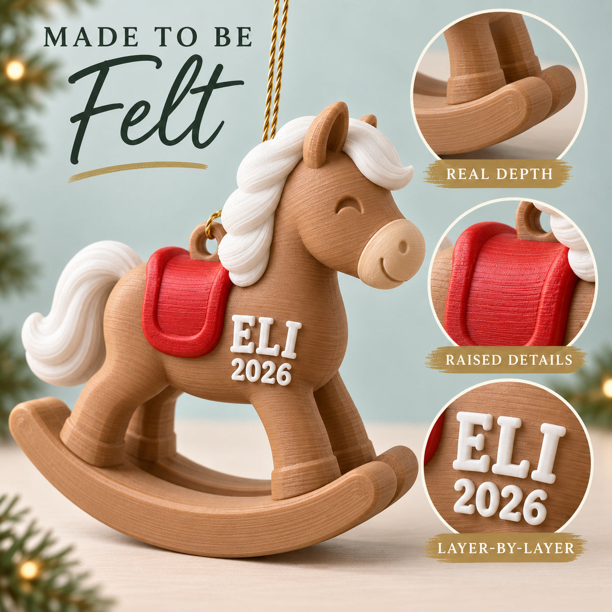 Personalized Baby's First Christmas Rocking Horse 3D Ornament - Custom Christmas Keepsake - image 4