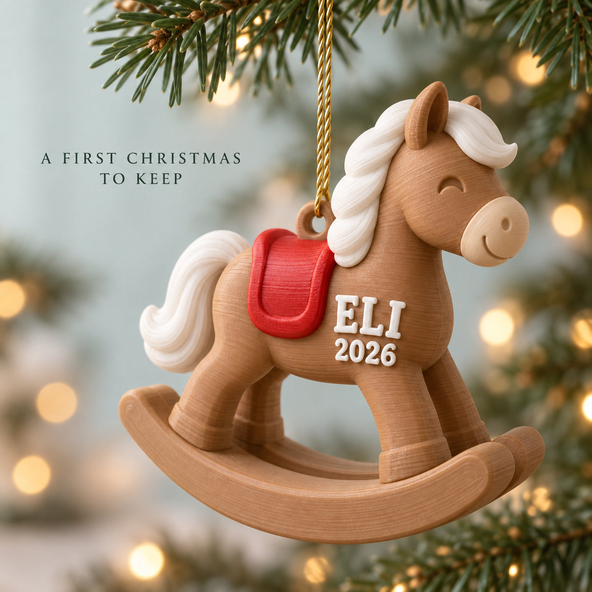 Personalized Baby's First Christmas Rocking Horse 3D Ornament - Custom Christmas Keepsake - image 7