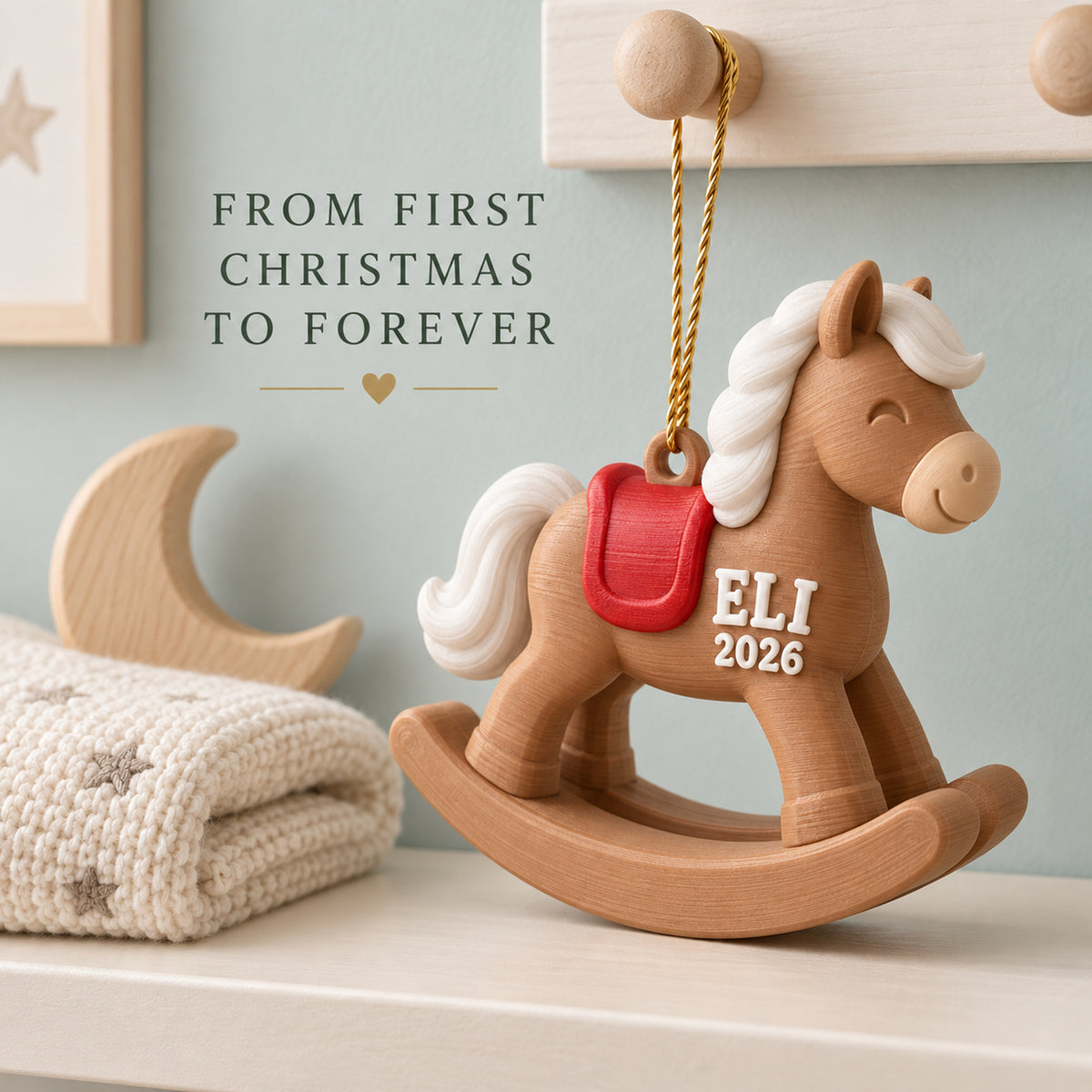 Personalized Baby's First Christmas Rocking Horse 3D Ornament - Custom Christmas Keepsake - image 9