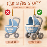 Personalized Baby's First Christmas Stroller 3D Ornament - Custom Christmas Keepsake - image 3