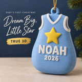Personalized Baby's First Christmas Sleep Sack Star 3D Ornament - Custom Christmas Keepsake - image 1