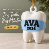 Personalized Baby's First Tooth No Face 3D Ornament - Custom Christmas Keepsake - image 1