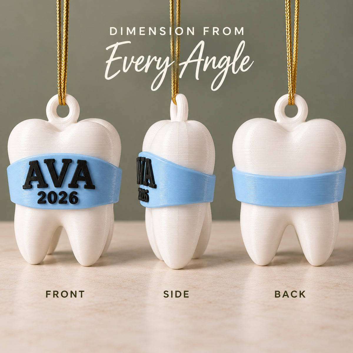 Personalized Baby's First Tooth No Face 3D Ornament - Custom Christmas Keepsake - image 2
