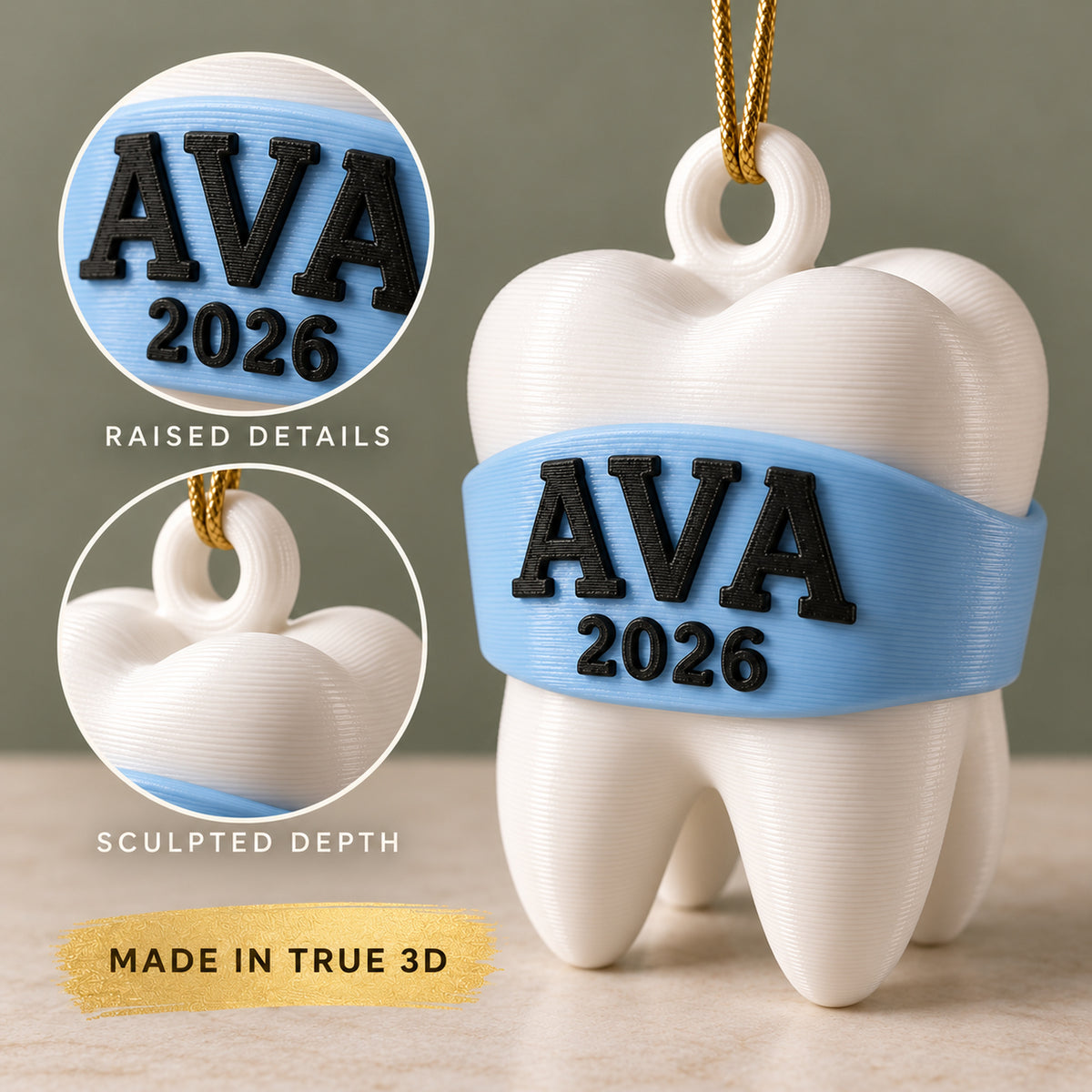 Personalized Baby's First Tooth No Face 3D Ornament - Custom Christmas Keepsake - image 4
