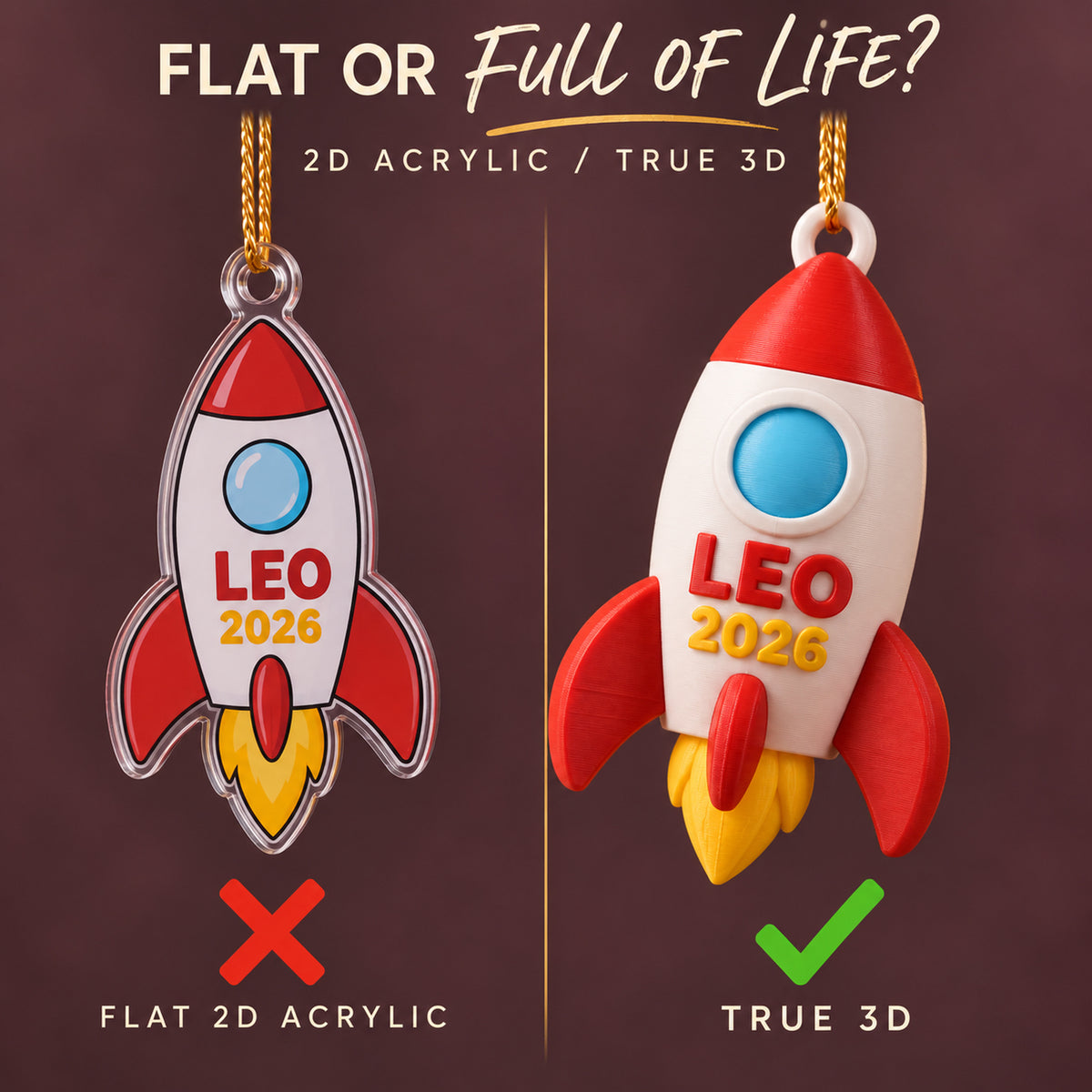 Personalized Rocket 3D Ornament - Custom Christmas Keepsake - image 3