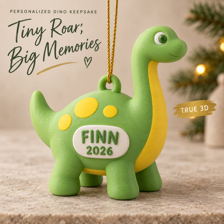 Personalized Dinosaur 3D Ornament - Custom Christmas Keepsake - image 1