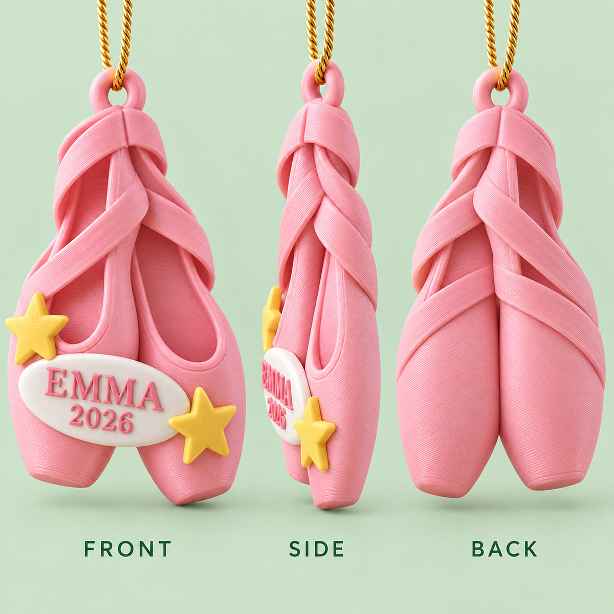 Personalized Ballet Shoes 3D Ornament - Custom Christmas Keepsake - image 2