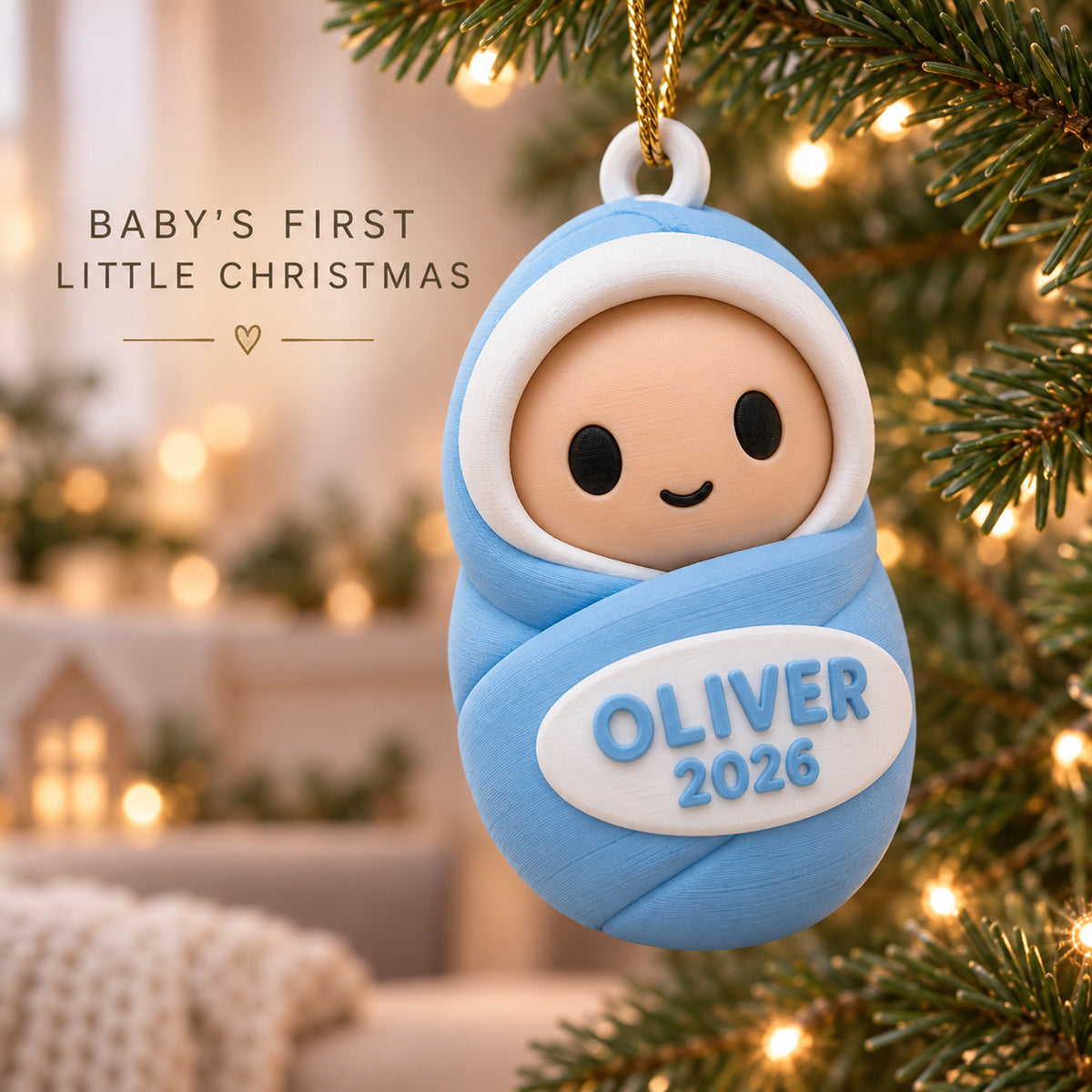 Personalized Swaddled Chibi Baby 3D Ornament - Custom Christmas Keepsake - image 7